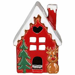 Reindeer Christmas House Large Tealight Holder