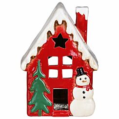 Snowman Christmas House Large Tealight Holder 