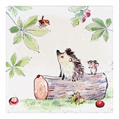 Hedgehog on Log Fine China Coaster