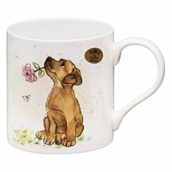 Puppy With Rose Fine China Mug