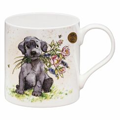 Black Lab with Bouquet Fine China Mug