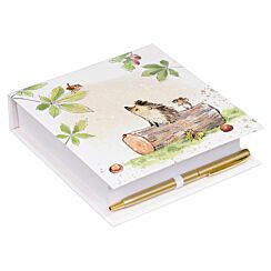 Hedgehog on Log Memo Pad