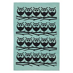 Hornsea Owls on Branch Teal Tea Towel