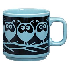 Owls on Branch Teal Boxed Mug