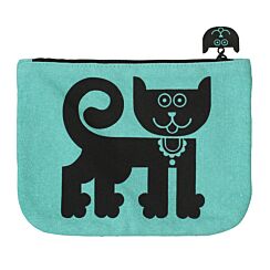 Hornsea Cat and Piranha Teal Pouch Bag