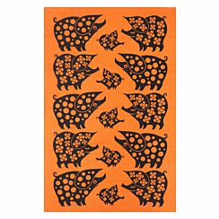 Hornsea Piggie Family Orange Tea Towel