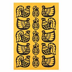 Hornsea Chicken Family Yellow Tea Towel