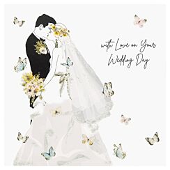 Bride & Groom Butterflies Luxury Wedding Day Card