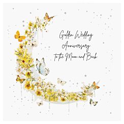 Mimosa Moon Luxury Golden Wedding Anniversary Card