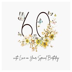 Butterflies & Flowers 60 Luxury Birthday Card
