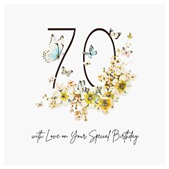 Butterflies & Flowers 70 Luxury Birthday Card