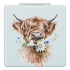 ‘Daisy Coo’ Highland Cow Compact Mirror