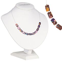 Aubergine Mosaic Rectangles Links Necklace