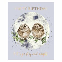 ‘Party Owl Night’ Owl Birthday Card