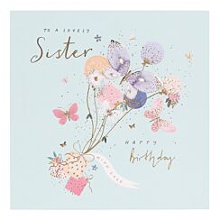 Violet Lovely Sister Birthday Card