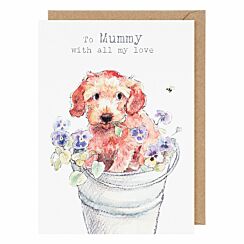 Puppy in Pansies ‘Mummy’ Mother’s Day Card