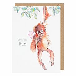 Orangutan with Flower ‘Mum’ Mother’s Day Card