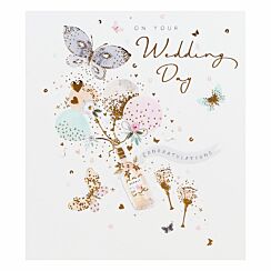 Violet ‘Balloon Bubbly’ Wedding Day Card