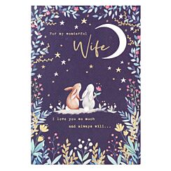 Woodland Wonders Rabbits Wife Birthday Card