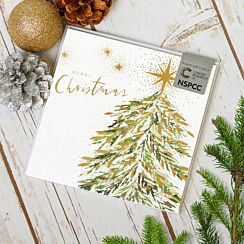 Tree With Gold Leaves Pack Of 6 Christmas Cards Charity Pack