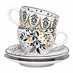 Artisanne Noir Set Of Two Espresso Cups and Saucers