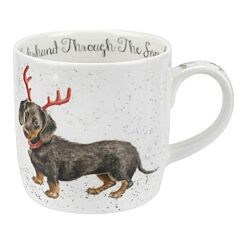 ‘Dachshund Through The Snow’ Fine Bone China Christmas Mug