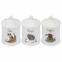 Set of Three Porcelain Tea, Coffee and Sugar Canisters