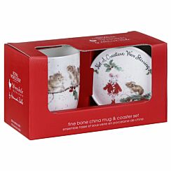 ‘Winter Mice’ Christmas Mouse Mug and Coaster Set