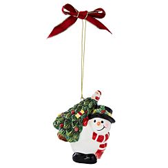 Christmas Tree ‘Snowman Carrying Tree’ Hanging Tree Ornament