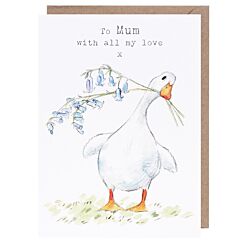 White Duck with Bluebells ‘Mum’ Mother’s Day Card