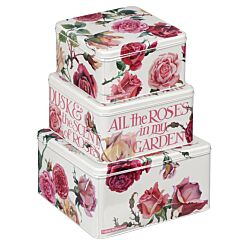 Roses & Pink Toast Set Of Three Square Cake Tins