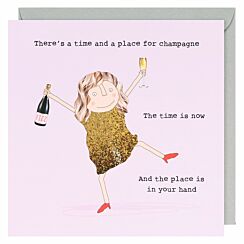 Time Is Now Champagne Greetings Card