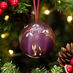 Purple Hare Christmas Tin Bauble