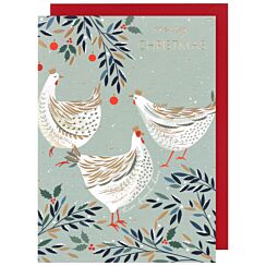 Three French Hens Christmas Card