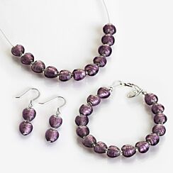 Purple Love Hearts 3 Piece Jewellery Set