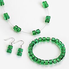 Emerald Tiles Spaced 3 Piece Jewellery Set