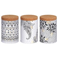 Artisanne Noir Set of 3 Caddies with Cork Lids