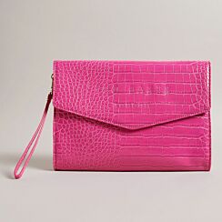 CROCEY Mid Pink Croc Envelope Pouch Bag