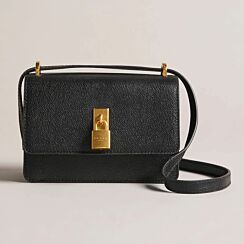 SSLOANE Black Leather Padlock Mini Shoulder Bag