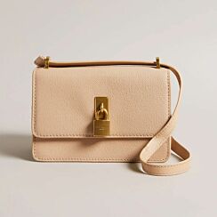 SSLOANE Taupe Leather Padlock Mini Shoulder Bag