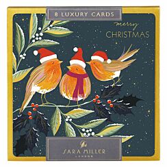 Trio Of Robins Box of 8 Luxury Christmas Cards