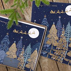 Sleigh Over Forest Box of 8 Luxury Christmas Cards 