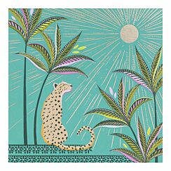 Cheetah & Sun Green Greetings Card