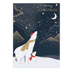 Polar Bears & Moon Christmas Card