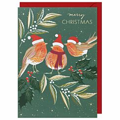 Trio of Robins Christmas Card