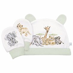 Little Savannah Newborn Baby Hat and Mitten Set