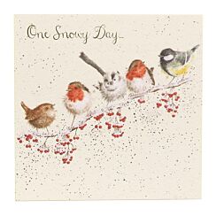 'One Snowy Day' Birds Christmas Card