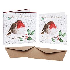 ‘The Jolly Robin’ Set of 8 Luxury Gold Foiled Christmas Cards