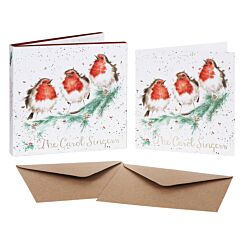 ‘The Carol Singers’ Box of 8 Luxury Gold Foiled Christmas Cards 