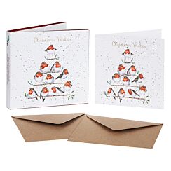 ‘Rockin’ Robins’ Set of 8 Luxury Gold Foiled Christmas Cards